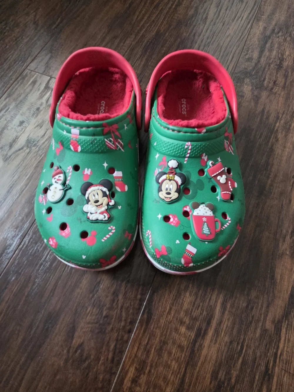 Crocs Kids Disney Mickey Christmas Lined Clog - Green/Red